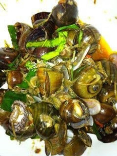 Hình của món Ốc mít xào sa tế chua ngọt.