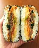 'Gimbap' facile - Sandwich di riso con carne grigliata alla coreana