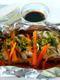 Salmón en papillote cocinado en sartén
