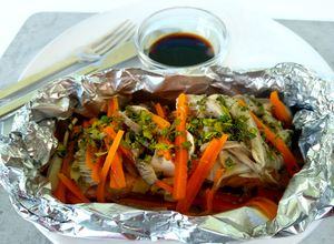 Foto principal de Salmón en papillote cocinado en sartén