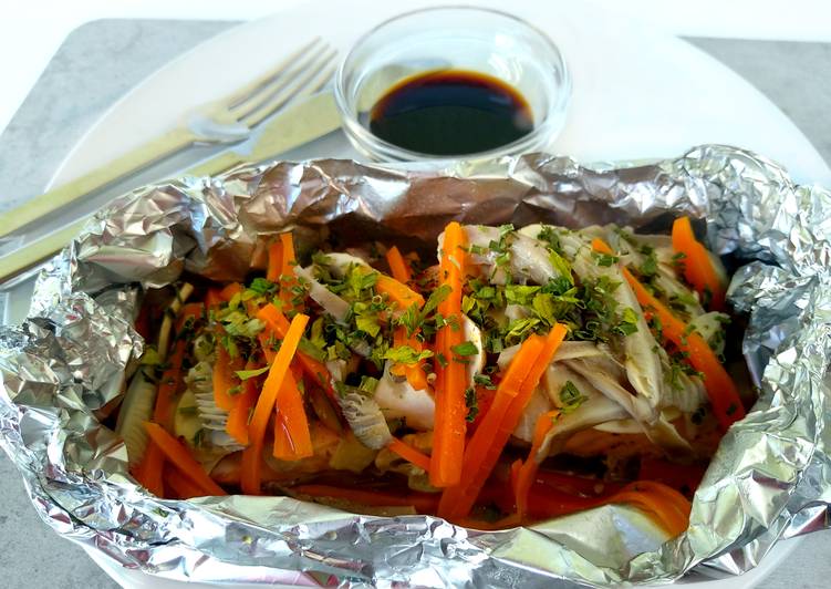 Salmón en papillote cocinado en sartén