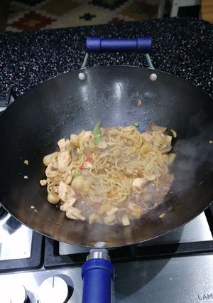 A picture of Salmon stir fry.