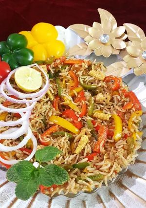 A picture of Capsicum Paneer Rice.