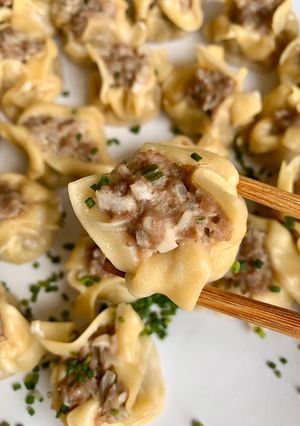 Una foto de Shaomai de carne picada