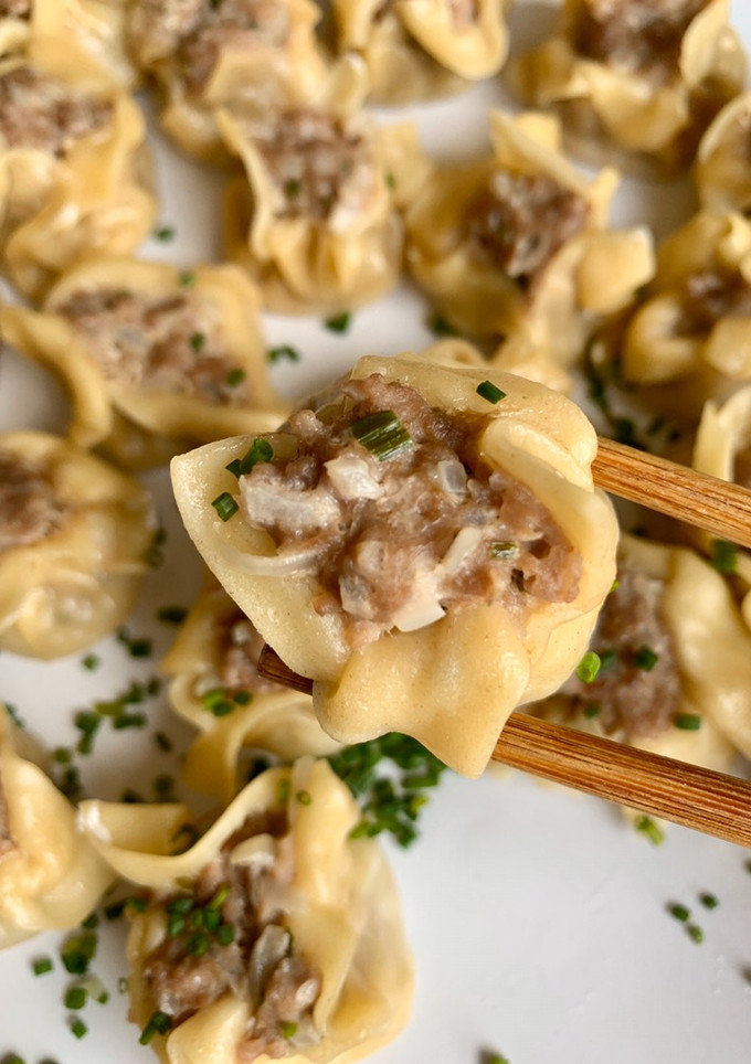 Una foto de Shaomai de carne picada