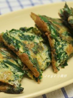 簡單蛋料理~蝦皮韭菜煎蛋(便當菜ok) 的食譜成品照片