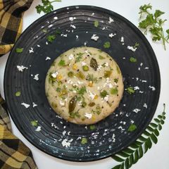 A picture of Upmaa (savoury semolina breakfast dish).