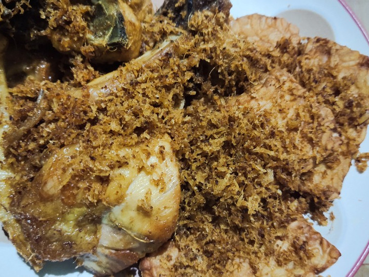 Resep Ayam kampung goreng serundeng kelapa Anti Gagal