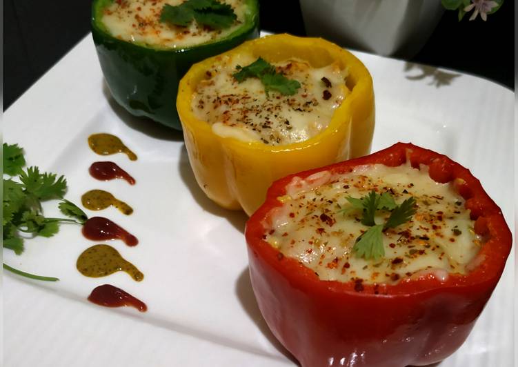 Cheesy Keema Stuffed Capsicum