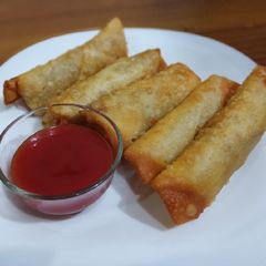 A picture of Chicken vegetable spring rolls.