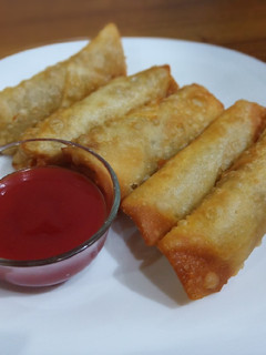 A picture of Chicken vegetable spring rolls.