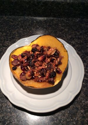 A picture of Nutty Stuffed Acorn Squash.