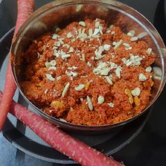 A picture of Winter Spoon Gajar halwa.