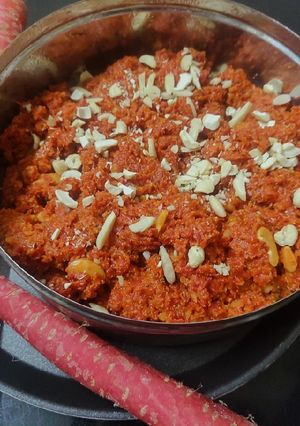 A picture of Winter Spoon Gajar halwa.