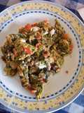 Strapatsada with Tomato and Amaranth Greens