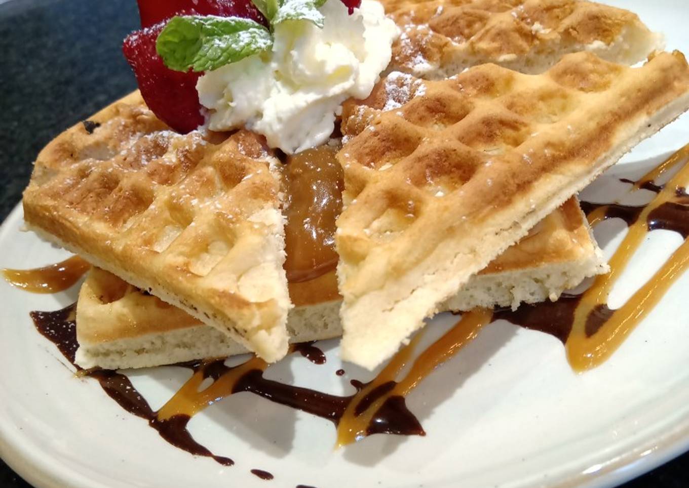 Waffles con dulce de leche