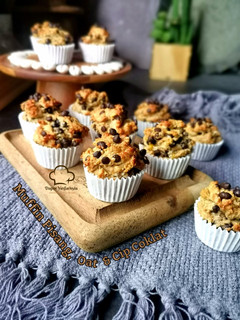 Gambar Muffin Pisang, Oat & Cip Coklat