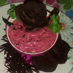 A picture of Coconut Beetroot Raita.