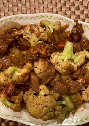 Foto resep Kembang kol cah sapi lada hitam
