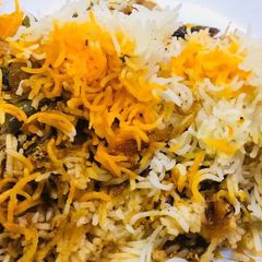 A picture of Hyderabadi vegetable biryani.