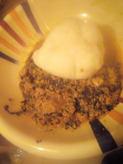 A picture of Tuwon shin kafa and egusi soup #kadunastate.