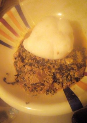 A picture of Tuwon shin kafa and egusi soup #kadunastate.