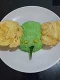 Manuk Nom (puding tape ketan pandan hijau) sendok emping khas Keraton Yogya versi agak diet