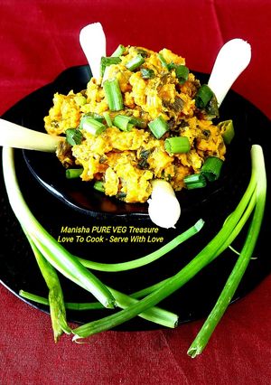 A picture of Spring Onion Besan Sabzi.