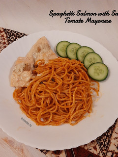 Foto resep Spaghetti Salmon with Sauce Tomate Mayonese