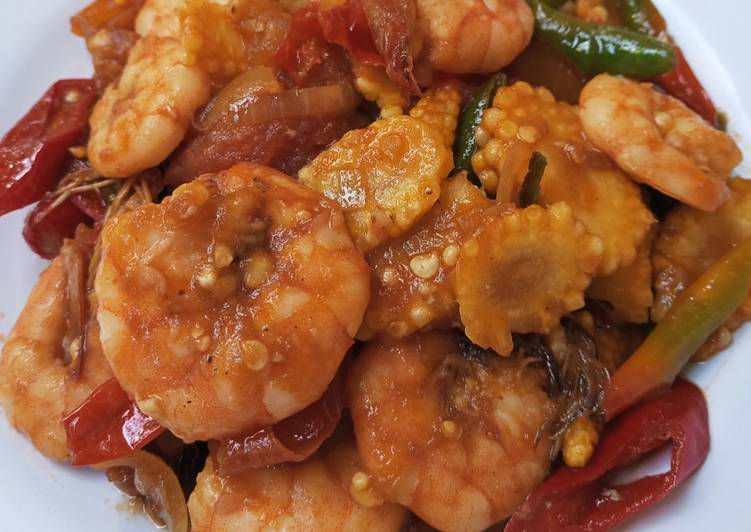 Langkah Mudah untuk Membuat Tumis udang jagung muda yang Enak Banget