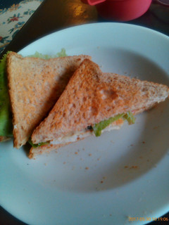 A picture of Egg and vegetable sandwich.