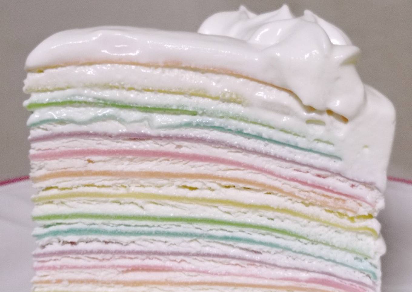 Rainbow Mille Crepe with Orange Cream Cheese Frosting