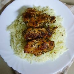 Cumin Rice + Herbed Chicken Breast A picture of Cumin Rice + Herbed Chicken Breast.