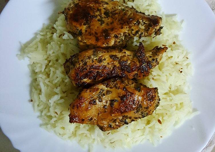 Easiest Way to Make Homemade Cumin Rice + Herbed Chicken Breast