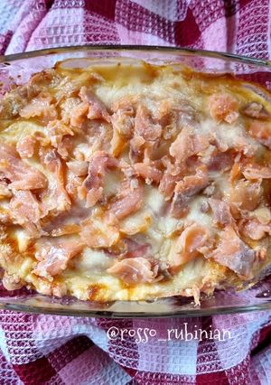 Foto di Pasta al forno di rapa rossa e salmone