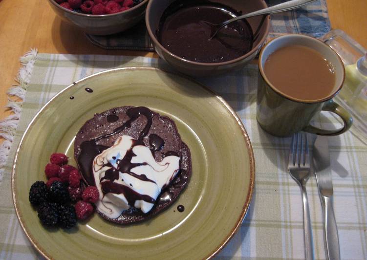 Recipe of Ultimate Chocolate Pancake with Decadent Chocolate Sauce