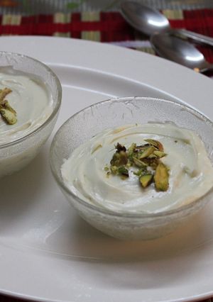 A picture of Home made Elaichi Shrikhand.