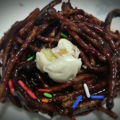 Chocolate pasta nest A picture of Chocolate pasta nest.