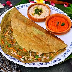 A picture of Pesarattu or Green Moong Dosa.