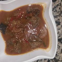A picture of Kayan ciki pepper soup.