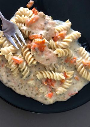 Une photo de Pâtes au saumon