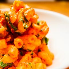 A picture of Vegan Spicy Red Pepper Pasta Salad.