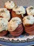 Papas rellenas con queso envueltas en tocino🌺