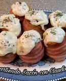 Papas rellenas con queso envueltas en tocino🌺