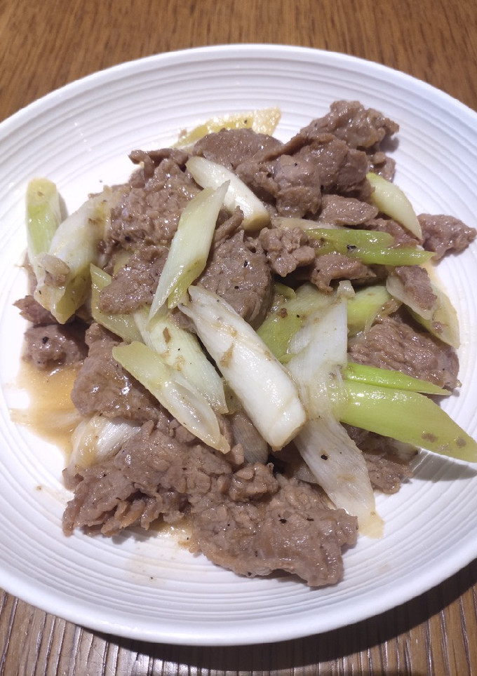 A picture of Sliced Beef in Leeks.