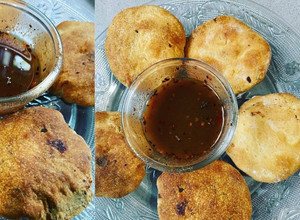 A picture of Pyaaz ki kachori in air fryer.