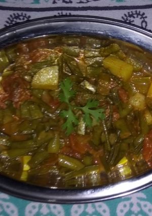 A picture of Cluster beans sabji with gravy.