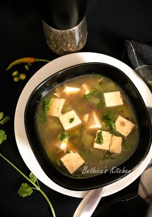 A picture of Lemony Cucumber Tofu Soup.