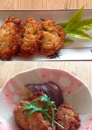 A picture of Fried tofu balls “GANMODOKI" my favourite Japanese dish.