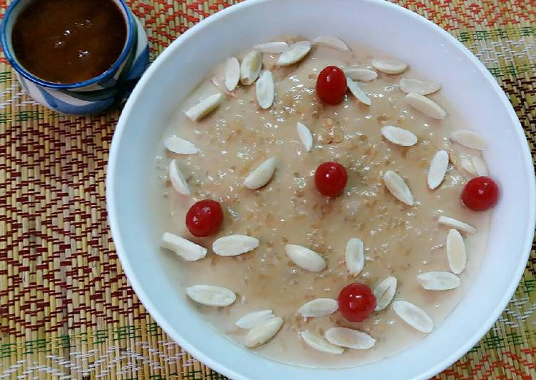 Recipe of Quick Nolen gurar payesh / jaggery flavour rice pudding